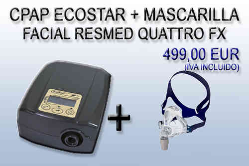 PACK CPAP ECOSTAR + MASCARILLA RESMED QUATTRO FX